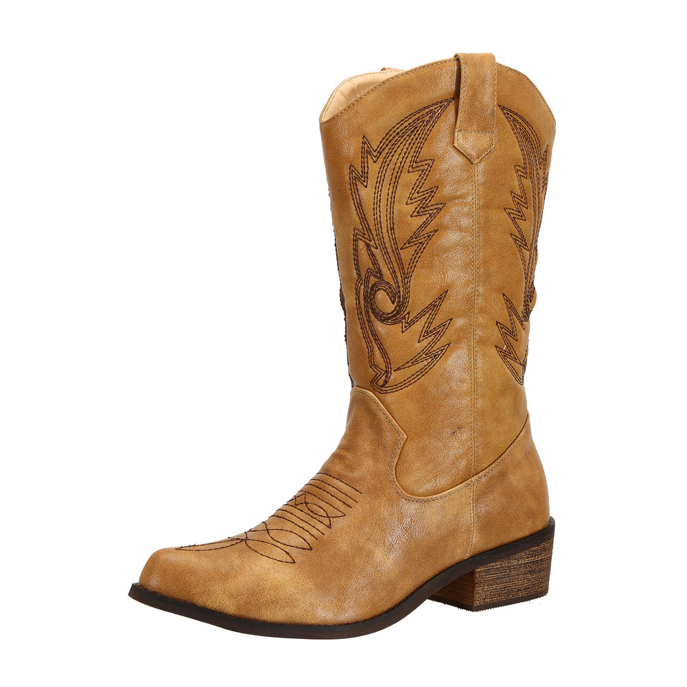 SheSole Pointed Toe Womens Cowboy Boots Tan